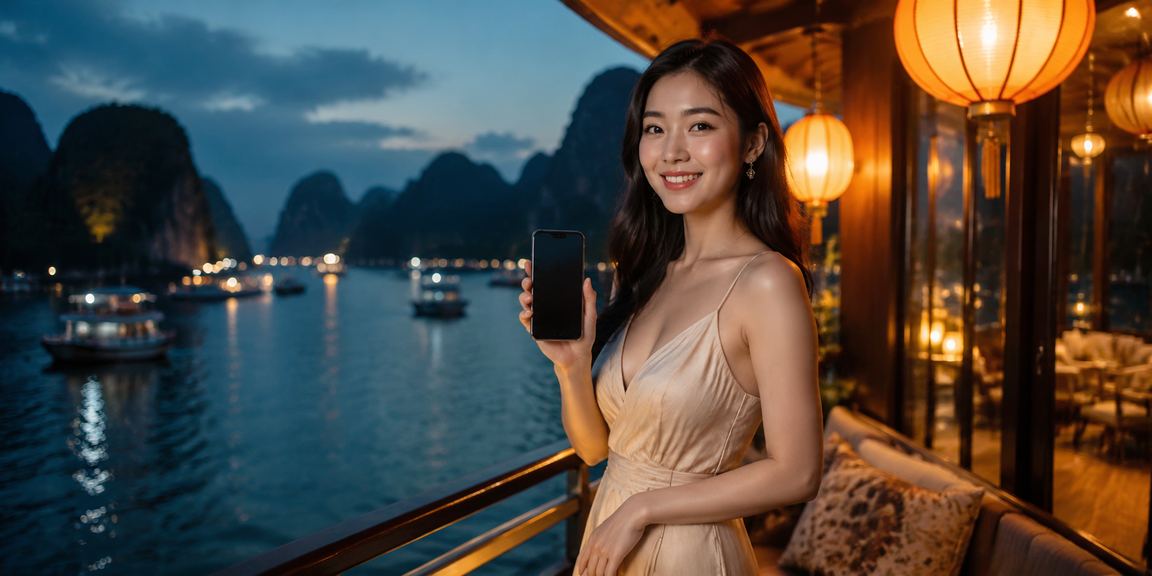 Dùng f04 trên điện thoại tại phố cổ Hội An ban đêm